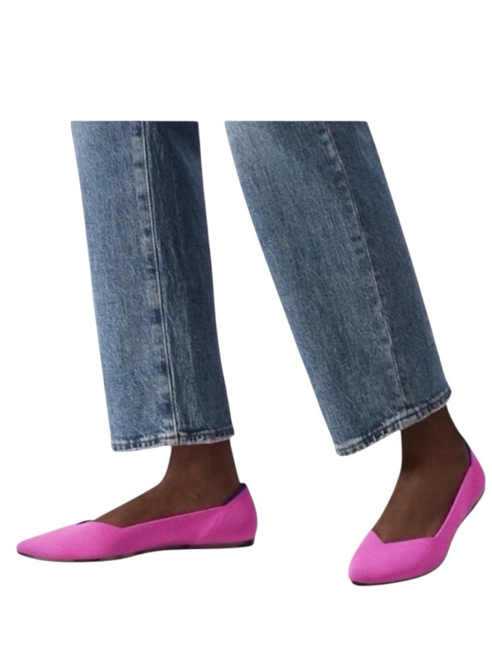 Rothy's The Point Hot Pink Knit Pointy Toe Flat Ballet Slip-On, size 6.5, NWOT